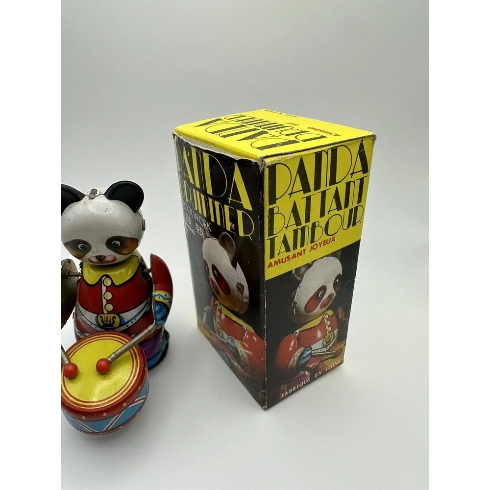 Vintage Panda Drummer Toy With Original Box Works Clock Work Amusing Gay